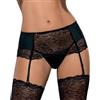 Selente Love & Fun Seducente completo intimo donna: reggicalze e tanga abbinato in un'accattivante confezione regalo, nero lucido, S-M