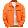 Genérico Giacca da uomo da moto, ampia, in denim, tinta unita, sportiva, antivento, cappotto per le mezze stagioni, con tasche, tuta da lavoro, Orange (arancione), L