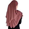Yaqeen Hijab breve Chiffon Khimar 2 strati Diamante taglio Triangolo Hijab Muslimah sciarpa un Pezzo Foulard Chadors Arabia Islamico Preghiera Abito Scialli Musulmani, Rosso, Etichettalia unica