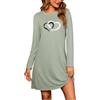 Leversic Camica da Notte Donna Cotone Camicie da Notte Manica Lunga Vestito da Notte Invernale Morbido e Confortevole Verde Chiaro - Cuore d'Amore L