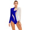 TiaoBug Donna Balletto Body da Danza Classica Moderna Abito da Ginnastica Pattinaggio Artistico Tank Leotard con Strass Costumi di Danza Jazz Samba Ballo Latino Jumpsuit Bianco&Blu S