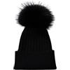 Brillabenny Cappello Donna Invernale Nero Misto Lana e Cashmere, Berretto Cuffia PON PON Vera Pelliccia Staccabile con Clip