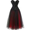 Hengzhifeng Corsetto Pizzo Carnevale Donna con Gonna Tulle M Nero