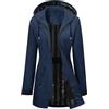 Tuopuda Giacca da Pioggia da Donna Lungo Cappuccio Impermeabile Antipioggia Donna Giacca a Vento Cappuccio Mantella Leggera Poncho Impermeabile per Campeggio all'aperto Escursionismo(Blu,S)