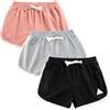 Rolanko Pantaloncini da Ginnastica per Ragazze, Pantaloncini Sportivi Estivi con Coulisse per Bambini Che corrono E Ballano, 3 Confezioni (Rosa Grigio Nero, Taglia:150, 10-11 Anni)
