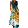 WINKEEY Abito Lungo Estivo Donna Elegante Abito Stampato Plus Size Abito Senza Maniche con Tasche, Farfalla Blu Nera S