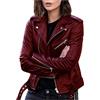 Freenfitmall Cappotto da donna Dark Academia primavera autunno cerniera giacca moto donna giacca corta in ecopelle
