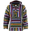 Siesta Mexican Baja Jerga - Maglione hippie con cappuccio, a strisce con colori accesi Strisce vibranti. XXL