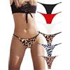 KUKU PANDA Sexy G String Perizoma per Donne Hot Filo Elastico in Cotone Mutandine Senza Cucitura Tangas Biancheria Intima Pacco da 6 Slip (B/W/R/Leopard, X-Small)