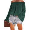 PRJN Top da donna a maniche lunghe con spalle scoperte T-shirt larghe T-shirt casual con maniche a tromba Camicie a tunica per donna Top con spalle scoperte Camicette Camicia in chiffon con spalle scoperte