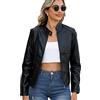 Peuignao Giacca Similpelle Donna Corta Giubbino Ecopelle Donna Giacca Biker Jacket Donna Giubbotto Similpelle Faux Leather Jacket Donna Giacche Ecopelle Giacca Curvy Nero XL