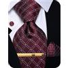 YourTies Cravatte di seta da uomo, motivo scozzese, motivo cachemire, con motivo floreale, gemelli quadrati e fermacravatta, set di fermacravatta per feste