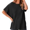 Generic Maglia Lupetto Maglia Sportiva Donna Manica Lunga Sweaters for Women Casual Crew Neck Short Sleeve Sweater Lightweight Knit Batwing Fall Tops Maglione Donna Lana Maglioncino Elegante