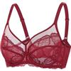 DOBREVA Donna Reggiseno in Pizzo Minimizer con Ferretto Senza Imbottitura Rosso Cinese 3D