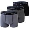 O'Neill Boxer da Uomo Basic | Compagno Sportivo per l'uso Quotidiano in Set da 3 Pezzi | Grigio Nero XL