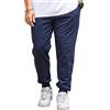 Jamron Uomo Taglie Forti Loose Fit Pantaloni Sportivi Affusolati in Cotone Pantaloni Casual Semplici Blu Marino 7XL