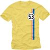 MAKAYA Maglietta Uomo Herbie 53 Motivo Vintage Tuning T-Shirt Retro Regali per Amanti delle Auto Giallo Taglia M