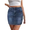 JayscreateEU Gonna estiva da donna, in jeans, con tasca, con orlo tascabile, con frange, colore nero, S