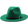 HEYANN Fedora - Cappello da uomo in feltro, con tesa larga, da uomo, classico, da donna, in feltro, da uomo, per feste, Verde erba, M
