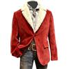 Generico Giacca natalizia da uomo, costume di Natale da uomo, abbigliamento natalizio con fiocchi di neve, modello a quadri, slim fit, in tessuto comodo, abbottonatura per occasioni festive, ufficio quotidiano