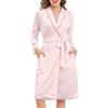 Vlazom Accappatoio Donna in Cotone Vestaglia a Righe Leggera e Confortevole con Cintura in Vita,Rosa,3XL