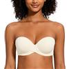 MELENECA Donna Push Up Reggiseno Senza Spalline Invisibile con Ferretto Bianco Crema 3A