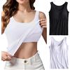 Jamron Donna 2 Pezzi Basic Canottiera con Reggiseno Imbottito Incorporato Canottiere Elasticizzate a Spalline Larghe