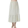 BEAUTELICATE Sottogonna Donna 100% Cotone Lunga sotto Gonna Sottoveste Mezza Gonna con Bordo in Pizzo Vita Elastica (Ricamo Floreale - Beige - 85cm, M)