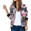 Generisch Giacche casual casual da donna, giacca casual leggera con cerniera, stampa floreale, cappotto, colletto alto, abbigliamento sportivo, top con cerniera, Colore: rosa., M