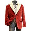 Fulidngzg Giacca Natale Uomo Elegante con Colletto a Velluto e Bottone Blazer Natalizia di Babbo Casual Smoking Invernale Caldo Abito Slim Fit per Feste Casa Lavoro,Rosso,XXL