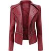 Peuignao Giubbotto Ecopelle Donna Corto - Giacca Similpelle Biker Faux Leather Jacket - Finta Pelle Sintetica Curvy Rosso L