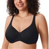 DELIMIRA Reggiseno con Ferretto Imbottito Taglie Forti Senza Cuciture Sostegno Coppe Preformate Nero 8D