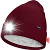 ATNKE Unisex 8 LED Cappello con Luce,USB Ricaricabile Fanale Rosso Lampeggiante Bagliore Cappello da Corsa Calda Pile Foderato Berretto Lavorato Maglia Regali per Uomo e Donna/Wine Red