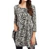 Enmain Maglia Tunica Donna Manica Lunga Maglietta a Maniche Lunghe 3/4 Taglie Forti Blusa Scollo Tondo Zebra Stampata Camicia Bianca & Nera XL