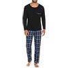Sykooria Pigiama Uomo Invernali Pigiama Uomo Cotone Lungo Pigiama Due Pezzi Set Pigiama Caldo Pigiami da Uomo Maniche Lunghe e Pantaloni Lunghi 804-Blu XL