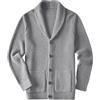 ZHILI Cardigan di Spessore Slim Fit Casual del Collo di Scialle degli Uomini_Grey_X-Large