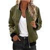 Generico Giacca da Donna Tinte Unite - Giubbotto Donna Primaverile Senza Cappuccio Cerniera, Bomber Comodo, Coat Women Adatto per La Primavera E L'autunno Verde Militare L