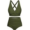 Svanco Costume da Bagno Due Pezzi Donna Top Bikini Incrociato Slip A Vita Alta E Increspato Set Bikini Push Up Donne Costumi da Bagno