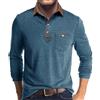 Volemo Polo Manica Lunga Uomo Cotone Maglietta Contrasto Colore T-Shirt Poloshirt Casual Top Blu L