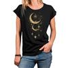 MAKAYA Maglietta Donna Fasi Lunari Vintage Occult Gothic Stelle Top Motivo Lunare Astronomia T-Shirt Halloween