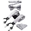 HISDERN Bretelle Uomo Eleganti Grigio Paisley Regolabile 6 Clips di e Forma a Y Elastica Bretelle Papillon e Fazzoletto da Taschino Set da Uomo