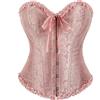 Shyllin Corsetto per Donne, Corpetto Top in Pizzo, Sexy Burlesque Overbust Corsetti Bustino Vintage Gotico Nero,Halloween Carnevale Natale balli feste (IT, Testo, S, Regular, Regular, Grey pink)