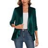 Kyzoeyou Cardigan da donna increspato con maniche a 3/4 in velluto cardigan retrò vintage blazer aperto davanti capispalla giacche casual da donna top, G-verde lago, L