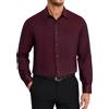 HISDERN Camicia Uomo Elegante Manica Lunga Camicie Bordeaux da Uomo di Cotone Bottoni Regular Fit Formale Tinta Unita Casual con Taschino 3XL