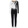Agoky Tuta da Ginnastica Artistica per Bambina Manica Lunga con Strass Bodysuit da Danza Classica Patchwork in Rete Body Leotard da Balletto Pattinaggio Yoga Tutine Bianco 9-10 anni