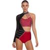 YEAHDOR Donna Vestito Pattinaggio Artistico Body Danza Classica Moterna Monospalla Leotard Vita Nuda Abito da Ballo Latino Jazz Competizione Dancewear