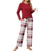 Ekouaer Pigiama Donna Invernale Caldo Lungo, Rosso, S