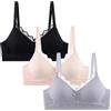Happy Cherry Reggiseno sportivo per adolescenti, confezione da 3 pezzi, push up, morbido e confortevole, con tracolla regolabile, per bambini e donne, 70-85A