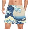 Niigeu Cartone Animato Giapponese Onda del Mare Blu Costume da Uomo Bagno Pantaloncini da Surfe Costumi Spiaggia Calzoncini