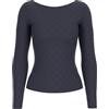 GUESS Top Donna Maniche Lunghe con Logo all Over W6RP46KA660 (IT, Testo, M, Regular, Regular, Nero)
